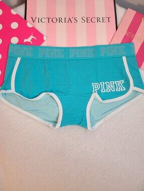 Y2K VS PINK Sparkle Logo Band Cotton Low Rise Boyshort Panty Size Lg
